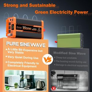 3000W pure sine wave power inverter for trucks and RVs
